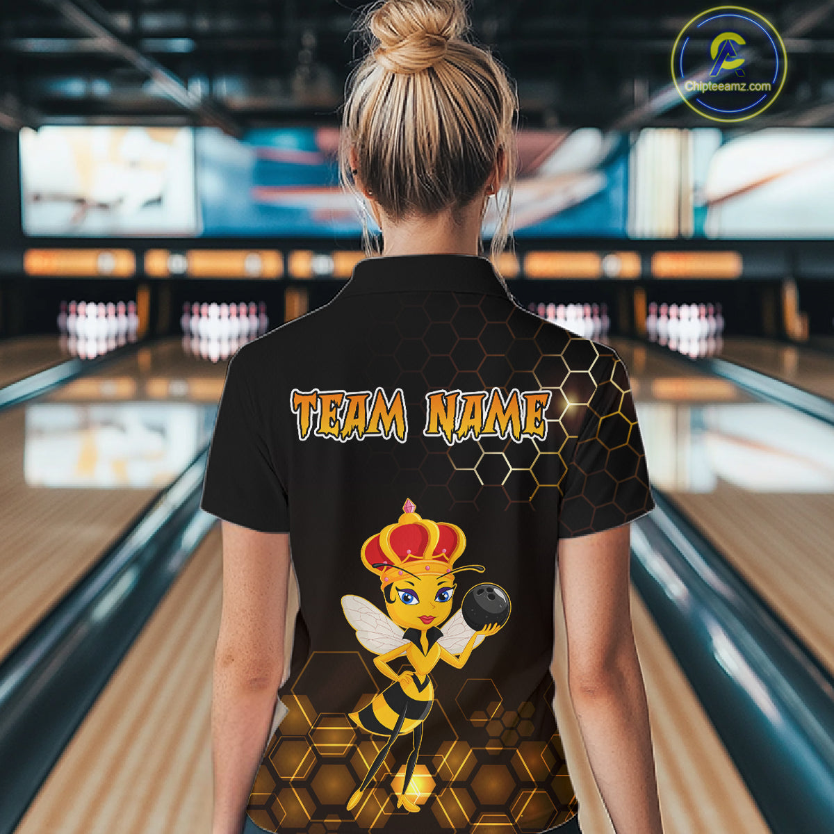 Custom Funny Bee Bowling Bowling Jersey for Women Bowling Team Shirts Polo & 1/4 Zip HNT195