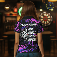 Load image into Gallery viewer, Pink-Purple Pattern Aim Shoot Swear Repeat Darts Team Jerseys Dart Shirts For Women NNT168