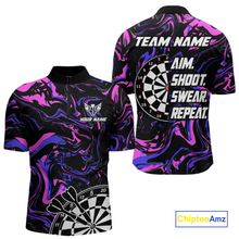 Load image into Gallery viewer, Pink-Purple Pattern Aim Shoot Swear Repeat Darts Team Jerseys Dart Shirts For Men NNT168