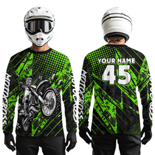 Load image into Gallery viewer, Custom Green Motocross Jersey Racing for Men Women Kid Motocycle Shirts UPF30+ DNT44