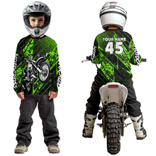 Load image into Gallery viewer, Custom Green Motocross Jersey Racing for Men Women Kid Motocycle Shirts UPF30+ DNT44