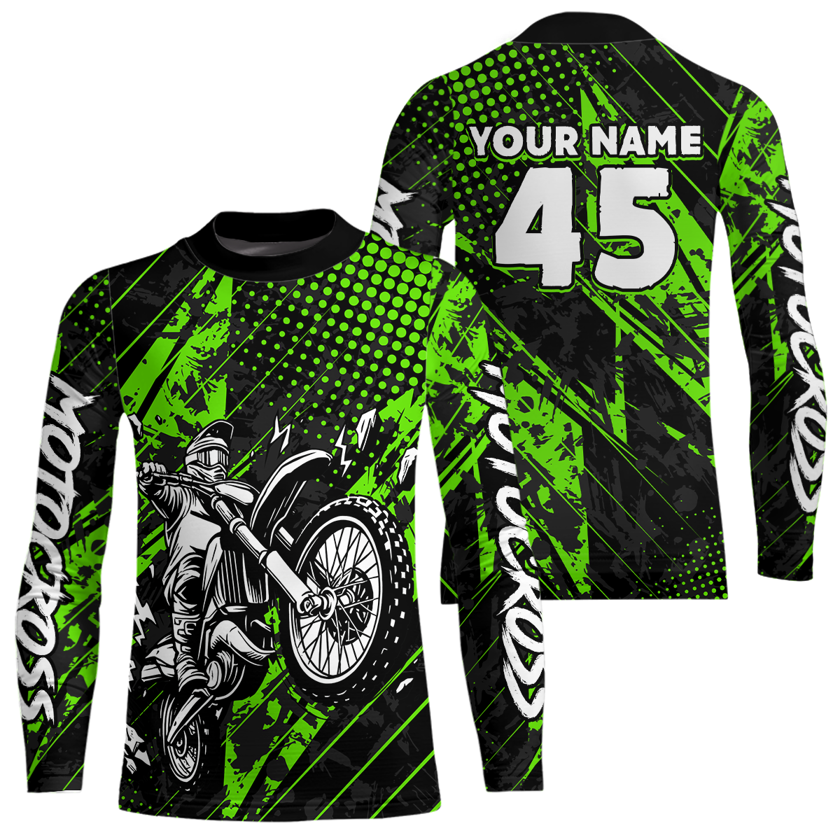 Custom Green Motocross Jersey Racing for Men Women Kid Motocycle Shirts UPF30+ DNT44