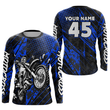 Load image into Gallery viewer, Custom Blue Motocross Jersey Racing for Men Women Kid Motocycle Shirts UPF30+ DNT44