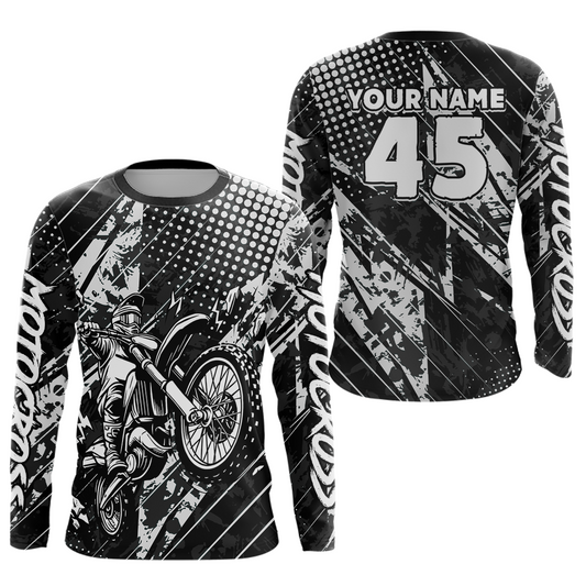 Custom Black Motocross Jersey Racing for Men Women Kid Motocycle Shirts UPF30+ DNT44