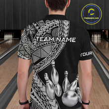 Load image into Gallery viewer, Black and White Tribal Pattern Bowling Jersey for Men Bowling Uniform Bowling Team Shirts HNT225