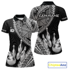 Load image into Gallery viewer, Black and White Tribal Pattern Bowling Jersey for Women Bowling Uniform Bowling Team Shirts HNT225