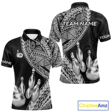 Load image into Gallery viewer, Black and White Tribal Pattern Bowling Jersey for Men Bowling Uniform Bowling Team Shirts HNT225