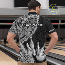 Load image into Gallery viewer, Black and White Tribal Pattern Bowling Jersey for Men Bowling Uniform Bowling Team Shirts HNT225