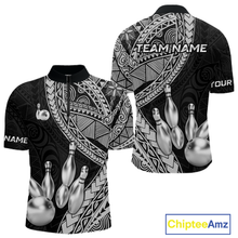 Load image into Gallery viewer, Black and White Tribal Pattern Bowling Jersey for Men Bowling Uniform Bowling Team Shirts HNT225