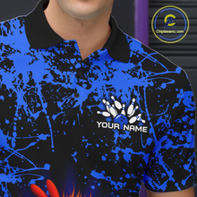 Load image into Gallery viewer, Blue Funny Chicken Bowling Jersey for Men Bowling League Bowling Team Shirts Polo &amp; 1/4 Zip HN232