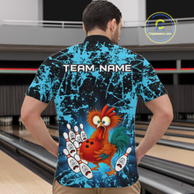 Load image into Gallery viewer, Turquoise Funny Chicken Bowling Jersey for Men Bowling League Bowling Team Shirts Polo &amp; 1/4 Zip HN232