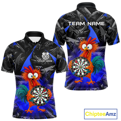 Custom Funny Blue Chicken Dart Shirts For Men Dart Board Gifts Darts Team Jerseys Dart League NNT152