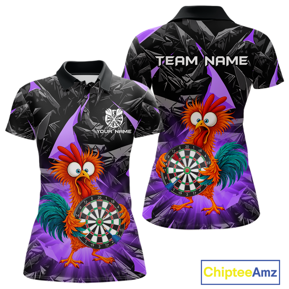 Custom Funny Purple Chicken Dart Shirts For Women Dart Board Gifts Darts Team Jerseys Dart League NNT152