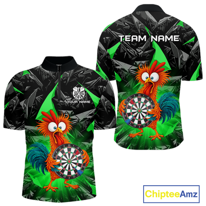 Custom Funny Green Chicken Dart Shirts For Men Dart Board Gifts Darts Team Jerseys Dart League NNT152
