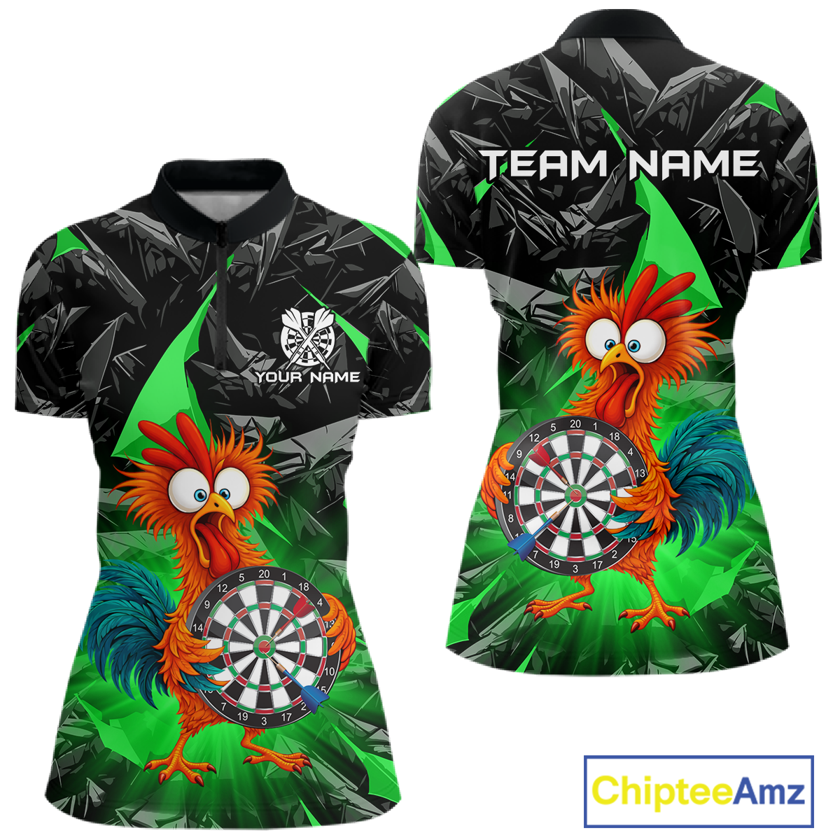Custom Funny Green Chicken Dart Shirts For Women Dart Board Gifts Darts Team Jerseys Dart League NNT152