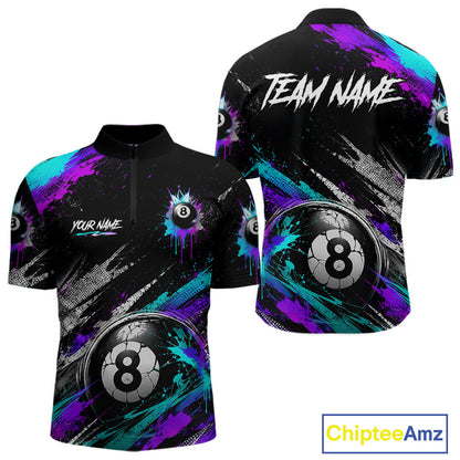Custom Neon Splatter 8 Ball Billiard Shirts for Men Billiard Team Jerseys Billiard League NNT275