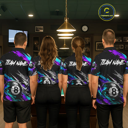 Custom Neon Splatter 8 Ball Billiard Shirts for Women Billiard Team Jerseys Billiard League NNT275