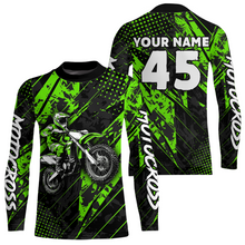 Load image into Gallery viewer, Custom Green Motocross Jersey Kid Adult Dirt Bike Off-Road Shirt Motorcycle Shirt Upf30+ DNT52