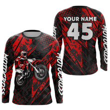 Load image into Gallery viewer, Custom Red Motocross Jersey Kid Adult Dirt Bike Off-Road Shirt Motorcycle Shirt Upf30+ DNT52