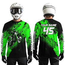 Load image into Gallery viewer, Green Youth Dirt Bike Jersey Adult Kid Upf30+ Custom Motocross Jersey Off-Road Jersey DNT50