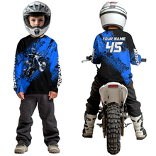 Load image into Gallery viewer, Blue Youth Dirt Bike Jersey Adult Kid Upf30+ Custom Motocross Jersey Off-Road Jersey DNT50