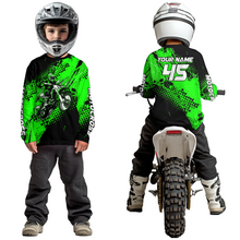 Load image into Gallery viewer, Green Youth Dirt Bike Jersey Adult Kid Upf30+ Custom Motocross Jersey Off-Road Jersey DNT50