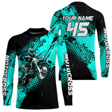 Load image into Gallery viewer, Turquoise Youth Dirt Bike Jersey Adult Kid Upf30+ Custom Motocross Jersey Off-Road Jersey DNT50