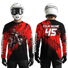 Load image into Gallery viewer, Red Youth Dirt Bike Jersey Adult Kid Upf30+ Custom Motocross Jersey Off-Road Jersey DNT50
