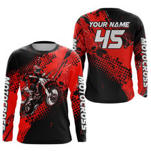 Load image into Gallery viewer, Red Youth Dirt Bike Jersey Adult Kid Upf30+ Custom Motocross Jersey Off-Road Jersey DNT50