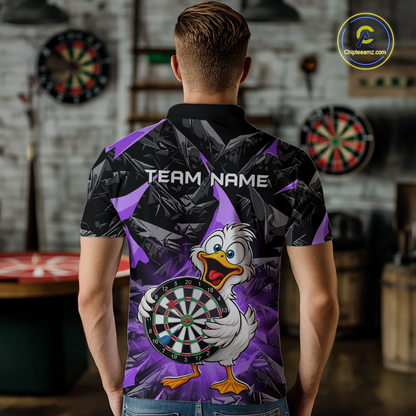 Custom Purple Duck Funny Dart Shirt Dart Team Jersey for Men Dartboard Polo & 1/4Zip NNT167