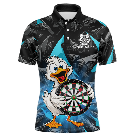 Custom Turquoise Duck Funny Dart Shirt Dart Team Jersey for Men Dartboard Polo & 1/4Zip NNT167