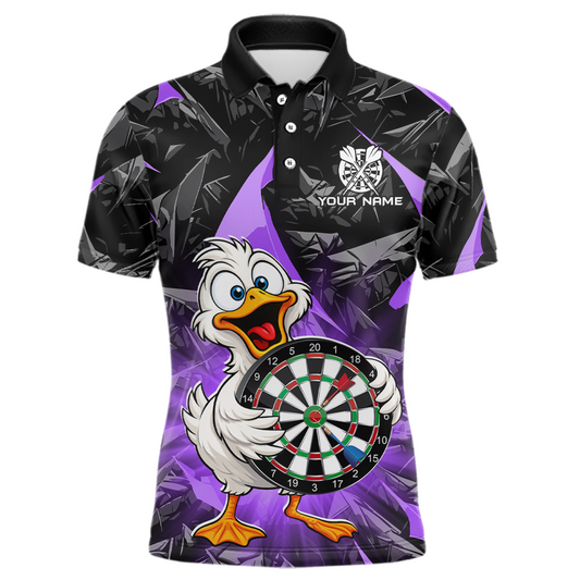 Custom Purple Duck Funny Dart Shirt Dart Team Jersey for Men Dartboard Polo & 1/4Zip NNT167