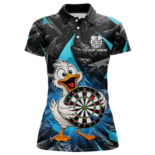 Custom Turquoise Duck Funny Dart Shirt Dart Team Jersey for Women Dartboard Polo & 1/4Zip NNT167