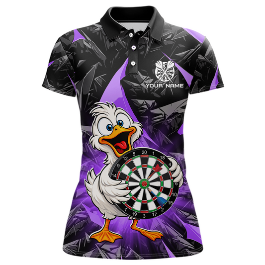 Custom Purple Duck Funny Dart Shirt Dart Team Jersey for Women Dartboard Polo & 1/4Zip NNT167
