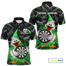 Load image into Gallery viewer, Custom Green Duck Funny Dart Shirt Dart Team Jersey for Men Dartboard Polo &amp; 1/4Zip NNT167