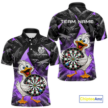 Load image into Gallery viewer, Custom Purple Duck Funny Dart Shirt Dart Team Jersey for Men Dartboard Polo &amp; 1/4Zip NNT167