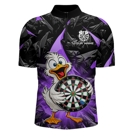 Custom Purple Duck Funny Dart Shirt Dart Team Jersey for Men Dartboard Polo & 1/4Zip NNT167