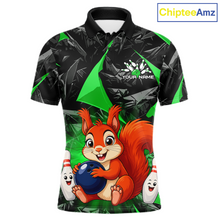 Load image into Gallery viewer, Funny Green Squirrel Custom Bowling Jersey for Men Bowling Team Shirts Bowling League HNT302