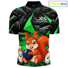 Load image into Gallery viewer, Funny Green Squirrel Custom Bowling Jersey for Men Bowling Team Shirts Bowling League HNT302