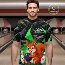 Load image into Gallery viewer, Funny Green Squirrel Custom Bowling Jersey for Men Bowling Team Shirts Bowling League HNT302