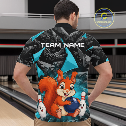 Funny Turquoise Squirrel Custom Bowling Jersey for Men Bowling Team Shirts Bowling League HNT302