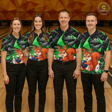 Load image into Gallery viewer, Funny Green Squirrel Custom Bowling Jersey for Men Bowling Team Shirts Bowling League HNT302