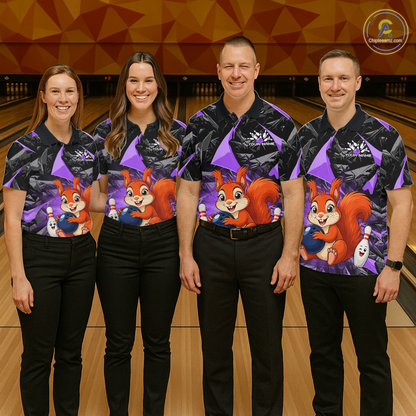 Funny Purple Squirrel Custom Bowling Jersey for Men Bowling Team Shirts Bowling League HNT302