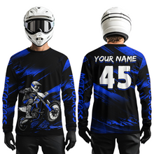 Load image into Gallery viewer, Blue Motocross Shirts Personalized Racing Jersey Dirt Bike Jersey Kid Men Women UPF30+ DNT15