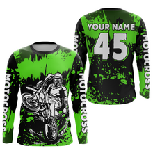Load image into Gallery viewer, Custom Green Motocross Jersey for Men Women Kids UPF30+ MX Motorcycle Racing DNT22
