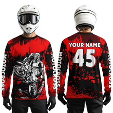 Load image into Gallery viewer, Custom Red Motocross Jersey for Men Women Kids UPF30+ MX Motorcycle Racing DNT22