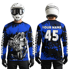 Load image into Gallery viewer, Custom Blue Motocross Jersey for Men Women Kids UPF30+ MX Motorcycle Racing DNT22