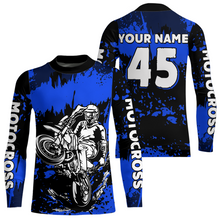 Load image into Gallery viewer, Custom Blue Motocross Jersey for Men Women Kids UPF30+ MX Motorcycle Racing DNT22