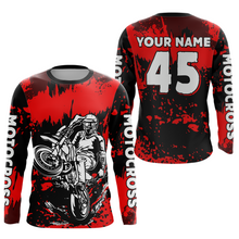 Load image into Gallery viewer, Custom Red Motocross Jersey for Men Women Kids UPF30+ MX Motorcycle Racing DNT22