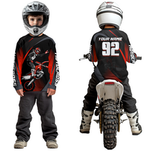 Load image into Gallery viewer, Personalized Red Motocross Shirts Racing Jersey Dirt Bike Jersey Kid Men Women UPF30+ DNT14